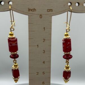 Murano Glass Millefiori Glass Beaded Dangle Earrings